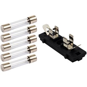VLTG Zekeringhouder inbouw paneel 6.3x32mm - 6.3A - Groot - T(traag) - inclusief 5 Glaszekeringen