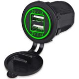 12V USB Autolader 2 Poorten Inbouw - 5V/2.1A - USB Stopcontact Auto, Boot en Camper - Groen