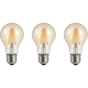 SPL E27 LED Lamp 4W met Dag en Nacht Sensor - Goud - Warm Wit - LED Filament - Amber - Vervangt 45W - 3 Stuks
