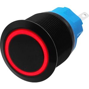 ProRide Metalen Pulsschakelaar 12V OFF-(ON) - 22mm - Momentschakelaar - Spatwaterdicht - 12V/24V - LED Indicatie Rood