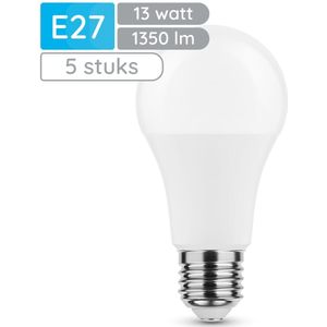 Modee E27 LED Lamp 13W - 1350lm - 6000K - Daglicht Wit - LED Globe A65 - Vervangt 91W Halogeen Gloeilamp - 5 stuks
