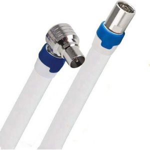 Coax kabel op de hand gemaakt - 1.5 meter  - Wit - IEC 4G Proof Antennekabel - Male haaks en Female rechte pluggen - lengte van 0.5 tot 30 meter