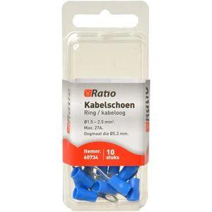 Ratio® Kabelschoen Ring/kabeloog 1,5-2,5mm² - ?5mm - Blauw - 10st in blister