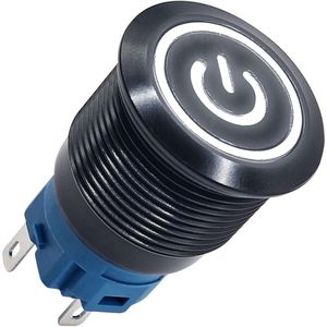 ProRide Metalen Drukschakelaar 12V ON-OFF - 22mm - Aan/uit schakelaar - Spatwaterdicht - 12V/24V - LED Indicatie Wit