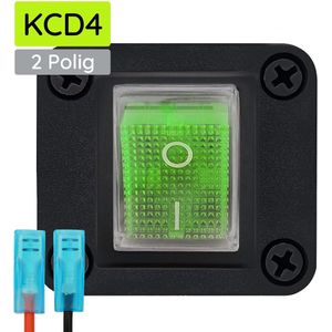ProRide Wipschakelaar ON-OFF KCD4 - 2 Polig - 250V/16A - Inbouwpaneel 1-voudig - Met kabel en kapje - Groen