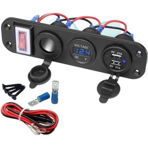 Orbit Electronic® Universele 12V USB Lader 2 Poorten met Voltmeter, Schakelaar en Verlengkabel - Autolader - USB Stopcontact voor ieder voertuig