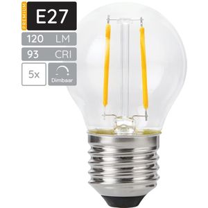 SPL E27 LED Lamp 2W Dimbaar - CRI 93 - Extra Warm Wit - LED Filament G45 - Vervangt 15W - 5 Stuks