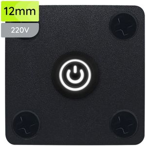 ProRide Metalen Pulsschakelaar Inbouwpaneel 220V OFF-(ON) - 12mm - met Aansluitkabel - Spatwaterdicht - LED indicatie Wit
