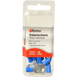 Ratio® Kabelschoen Ring/kabeloog 1,5-2,5mm² - ?6mm - Blauw - 10st in blister