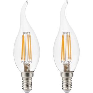 Kobi LED Filamentlamp E14 4W - 470lm - 3000K - 360° - 230V - Druppelvorm - Voor Nachtlamp, Wandlamp of Tafellamp - 2 stuks