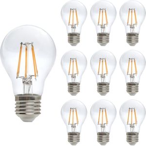 Kobi LED Filamentlamp E27 - 10W - 1200lm - 3000K Warm Wit - 230V - Ø60mm - Voor Woonkamer, Hal of Plafondarmatuur - 10 stuks