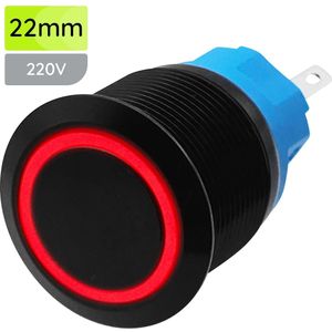 ProRide Metalen Drukschakelaar 220V ON-OFF - 22mm - Aan/uit schakelaar - Spatwaterdicht - LED Indicatie Rood