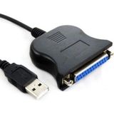 Parallelle Printer Kabel - USB-A (m) naar 25-pins SUB-D (DB25) met moeren (v) IEEE1284 parallelle printerkabel - 1.2 meter - Zwart