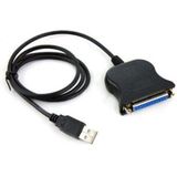 Parallelle Printer Kabel - USB-A (m) naar 25-pins SUB-D (DB25) met moeren (v) IEEE1284 parallelle printerkabel - 1.2 meter - Zwart