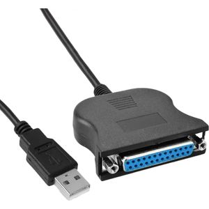 Parallelle Printer Kabel - USB-A (m) naar 25-pins SUB-D (DB25) (v)  - IEEE1284 parallelle printerkabel - 1.2 meter - Zwart