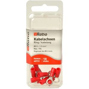 Ratio® Kabelschoen Ring/kabeloog 0,5-1,5mm² - ?5mm - Rood - 10st in blister