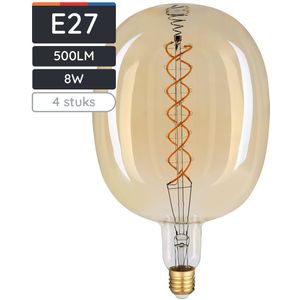 Avide E27 Led Lamp Vasco 8W Dimbaar - 500 lumen - 220-240V - 2400K - Amber - 170x285mm - Vervangt 41W - 4 stuks