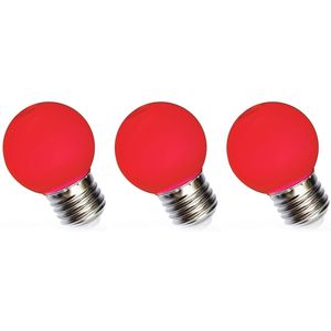 Spectrum LED Kogellamp E27 1W - 230V - 120 Lumen - Energiezuinig - Rood licht - 3 stuks