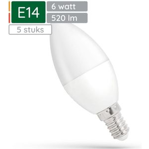 Spectrum Dimbare LED Kaarslamp E14 6W - 230V - 520 Lumen - 6000K Koud wit - Helder daglicht - Dimbaar - Energiezuinig - 5 stuks
