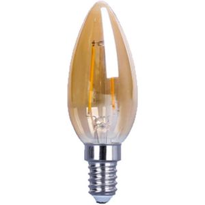 LED Gold Filament kaars E14 2W 2200K 160lm 230V - Helder - Dimbaar - Zeer Warm Wit