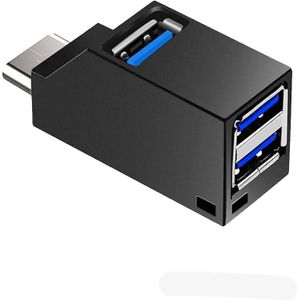 High Speed USB Splitter 3 poorten - Compacte USB C Hub 3.0 - Verdeler Voor PC Laptop - Zwart