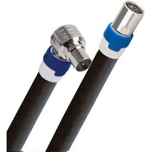 Coax kabel op de hand gemaakt - 1 meter  - Zwart - IEC 4G Proof Antennekabel - Male haaks en Female rechte pluggen - lengte van 0.5 tot 30 meter