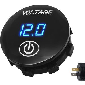 ProRide Universele Voltmeter Inbouw 12-24V DC met Aan/uit Schakelaar - Blauw