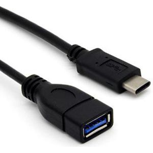 USB 3.1 Type C Male naar USB 3.0 A Female OTG Data Connector kabel - 0.20m - Zwart - Per 1 stuk(s)