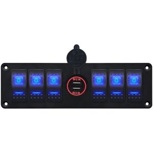 ProRide Schakelpaneel 12V voor Auto/Boot - USB Stopcontact 2 Poorten - 5V/2.1A - 6 schakelaars - Rood