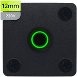 ProRide Metalen Pulsschakelaar Inbouwpaneel 220V OFF-(ON) - 12mm - met Aansluitkabel - Spatwaterdicht - LED indicatie Groen