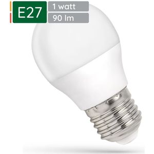 Spectrum LED Kogellamp E27 1W - 230V - 90 Lumen - 3000K Warm wit - Gezellig licht - Energiezuinig