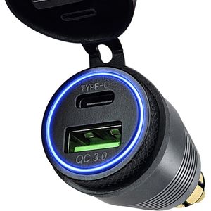 Orbit Electronic® DIN Hella USB/USB C lader - snellader - 2 poorten - 12-24V - Universele motorlader