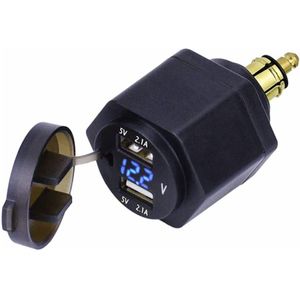 Orbit Electronic® DIN Hella USB lader met voltmeter - 2 poorten - 12-24V - Universele motorlader