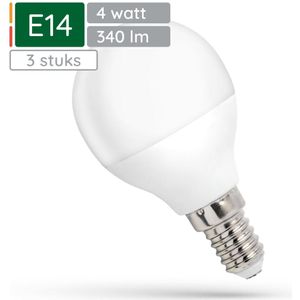 Spectrum LED Kogellamp E14 4W - 230V - 340 Lumen - 6000K Koud wit - Helder daglicht - Energiezuinig - 3 stuks