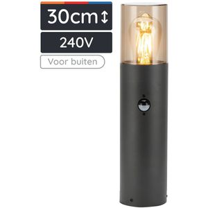 Avide Staande Buitenlamp Athen met Bewegingssensor - Moderne Sokkellamp PIR - 30cm - LED - IP54 - 220-240V - Zwart