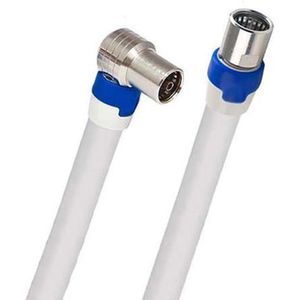 Coax kabel op de hand gemaakt – 1.5 meter – Wit – IEC 4G Proof Antennekabel – Female haakse en F-connector rechte pluggen – complete modem kabel