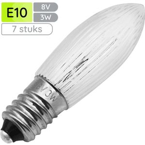 Reserve Kerstlampjes E10 - 7 stuks - Gloeilamp - 8V/3W - Warm Wit Licht - 2200K - 13 Lumen - Dimbaar - Helder