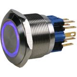 Metalen Drukschakelaar OFF-(ON) - Ø25mm - Puls - 3A 220V - Blauw - Per 1 Stuks