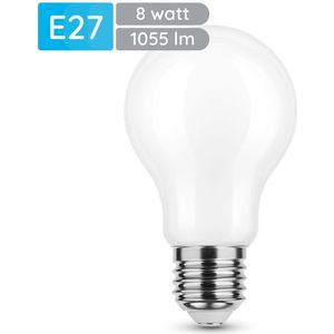 Modee E27 LED Lamp 8W - 1055lm - 2700K - Warm Wit - LED Filament Melkglas Globe A60 - Vervangt 75W Halogeen Gloeilamp