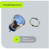 ProRide® Metalen Drukschakelaar 12V ON-OFF - 16mm - Aan/uit schakelaar - Spatwaterdicht - 12V/24V - LED Indicatie Blauw