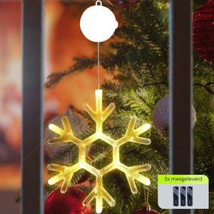 Kerstverlichting Raam Sneeuwvlok - 20x16cm - Inclusief Batterijen - Kerstversiering met Zuignap