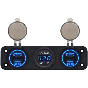 ProRide 12V USB Autolader 4 Poorten - QC3.0 - P19174 - Drievoudig inbouw met Voltmeter