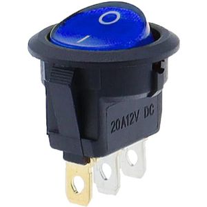 Wipschakelaar ON-OFF - 3 pins - Rond - 12V - Max. 20A - KCD2-12 - Blauw