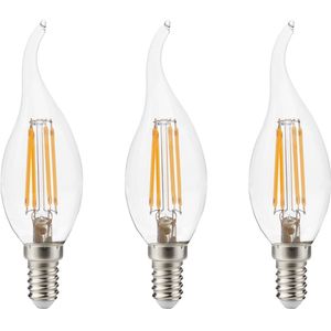 Kobi LED Filamentlamp E14 4W - 470lm - 3000K - 360° - 230V - Druppelvorm - Voor Nachtlamp, Wandlamp of Tafellamp - 3 stuks