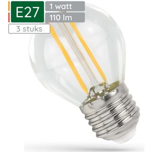 Spectrum LED Lamp E27 1W 230V - 110 Lumen - 4000K Neutraal wit - Natuurlijk licht - Energiezuinig - 3 stuks