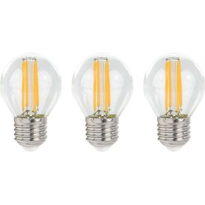 Spectrum LED Kogellamp E27 - 4W - 230V - 510 Lumen - 4000K Neutraal Wit - Ø45mm - Voor Tafellamp, Nachtlampje of Wandlamp - 3 stuks