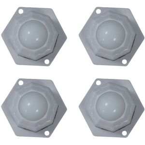 Zwenkwielen set van 4 - Zeshoek - Plastic - Zelfklevende meubelwielen voor onder meubels en opbergdozen - Wit