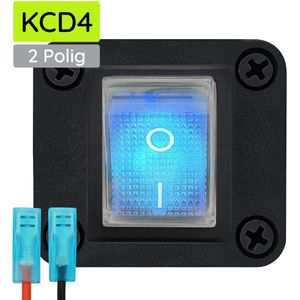 ProRide Wipschakelaar ON-OFF KCD4 - 2 Polig - 250V/16A - Inbouwpaneel 1-voudig - Met kabel en kapje - Blauw indicatielampje