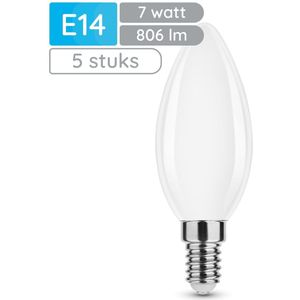 Modee E14 LED Lamp 7W - 806lm - 4000K - Neutraal Wit - LED Filament Melkglas Kaarslamp B35 - Vervangt 50W Halogeen Gloeilamp - 5 stuks