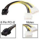 PCIe 8-pins (m) - 2x Molex (v) voedingskabel - 0.15 meter
